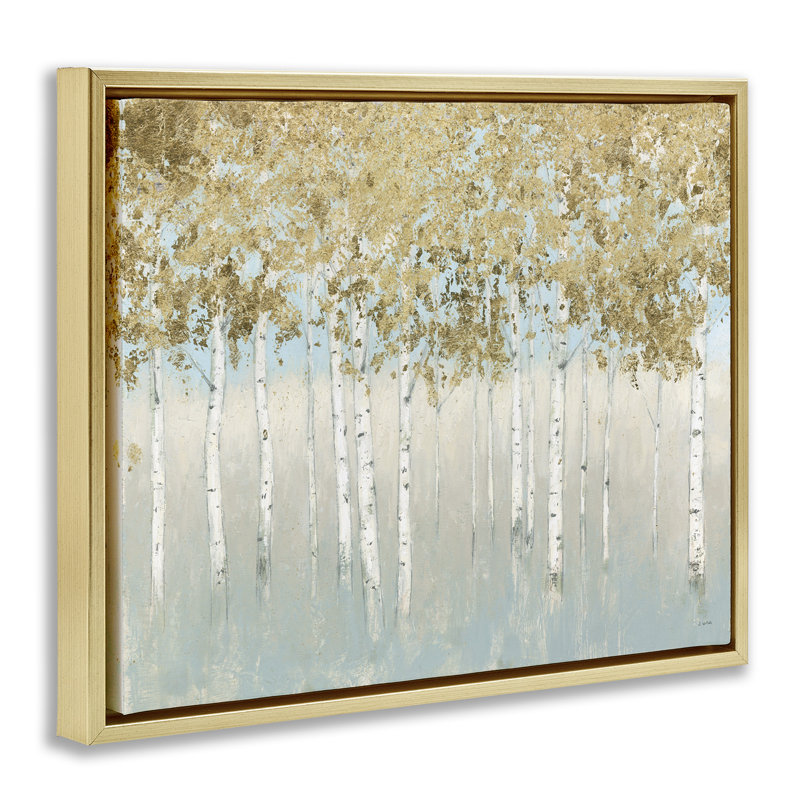 Peinture sur toile encadrée, Cadre flottant métallique doré, H 17 po x l 21 po