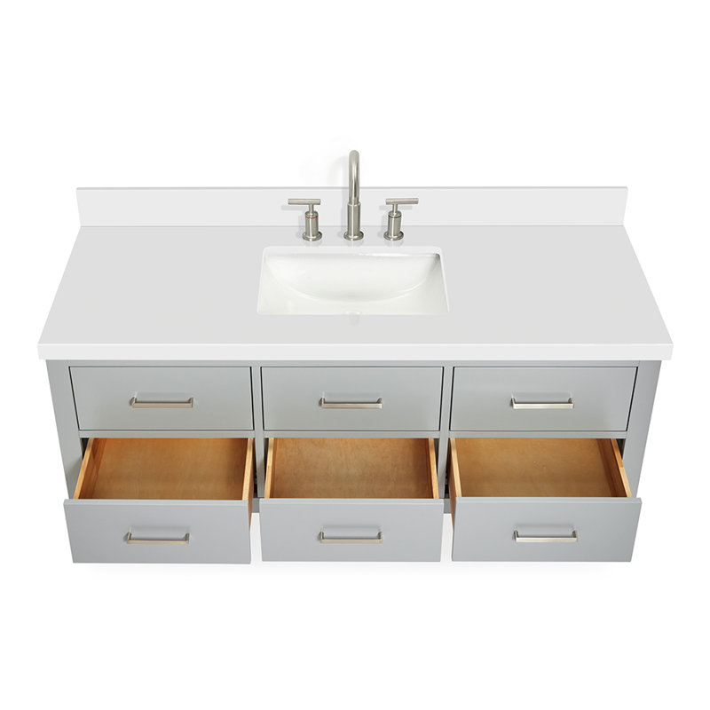 Ensemble de meuble-lavabo simple 55 po Macolm Lasorella, Gris, Nickel brossé