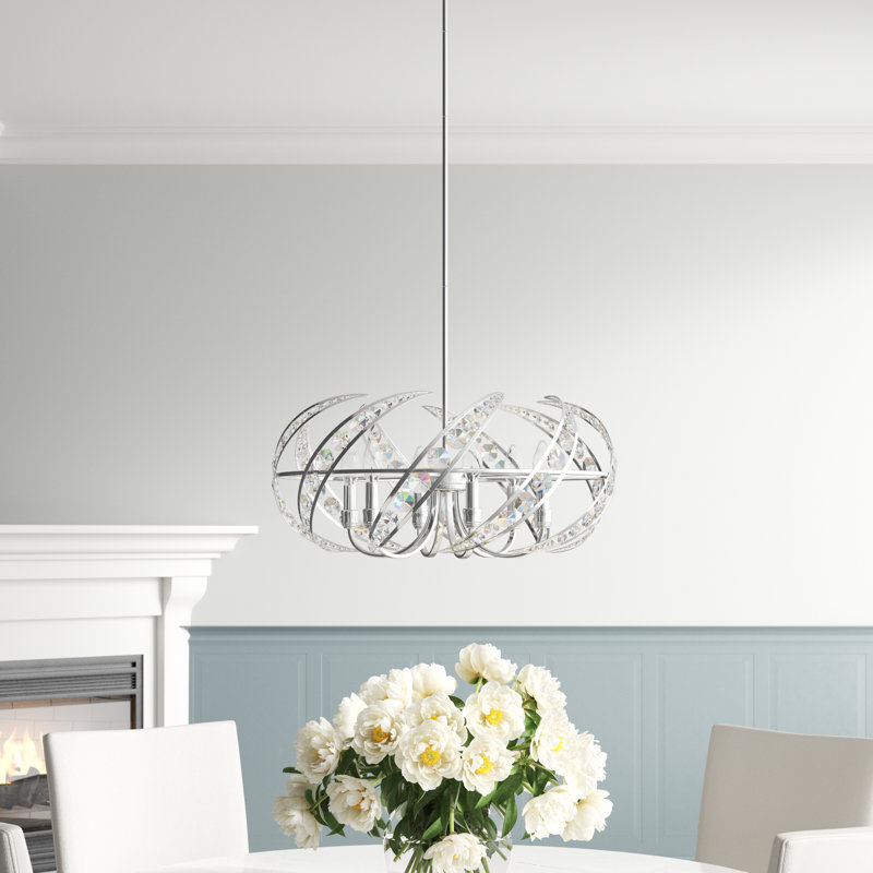 Lustre géométrique unique à 6 lumières avec détails en cristal Grandville