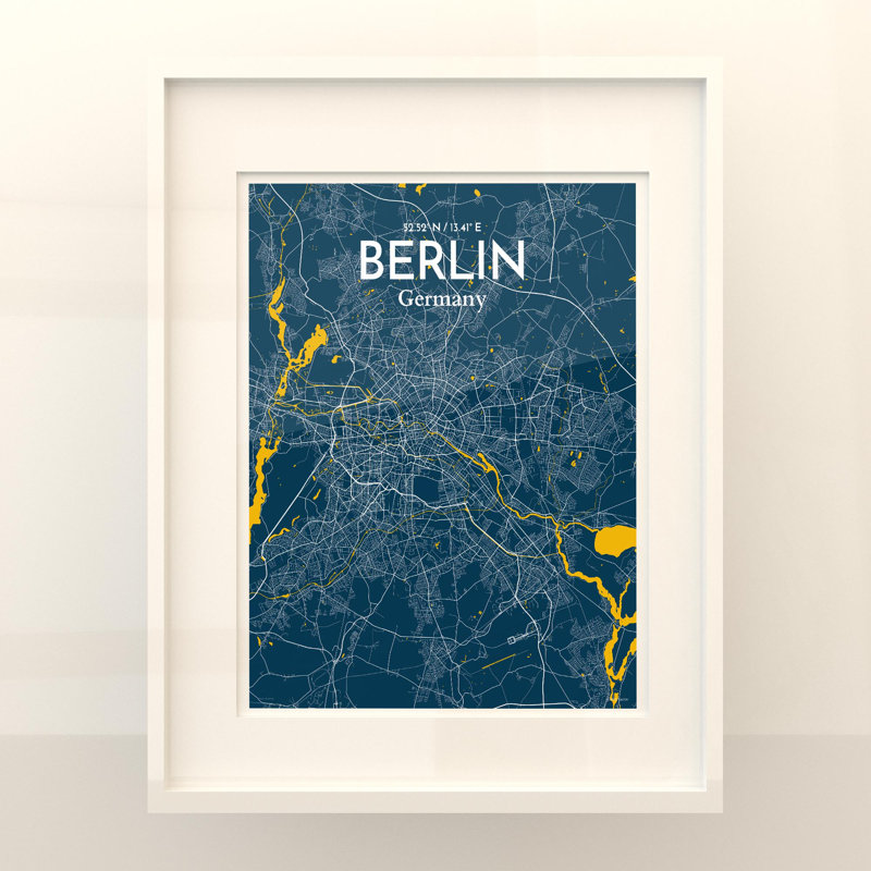 Berlin City Map in Amuse 1 Piece Wall Art, 20cm H x 16cm W x 0.05cm D