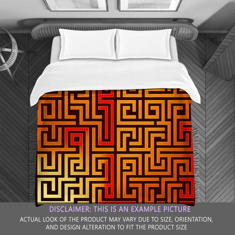 Polyester Comforter, Twin Comforter, Gold/Red Geometric