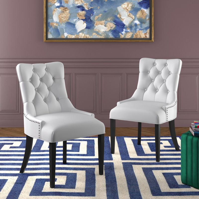 Regent Vinyl/Rubberwood Dining Chairs, White