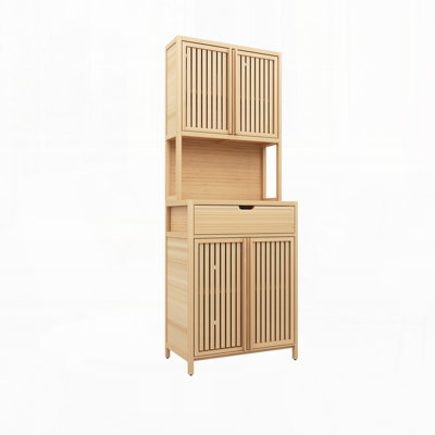 Armoire de rangement à double porte en bambou 72 po