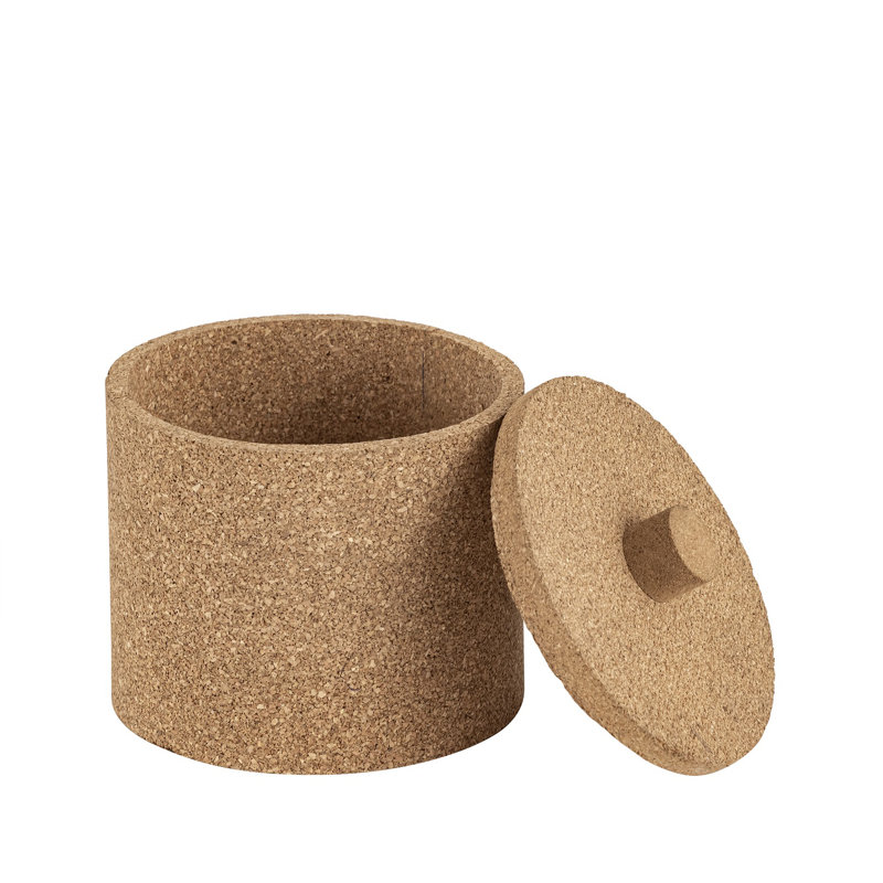 Boîte ronde en liège, H 6,25 po x l 6,25 po x P 6,25 po