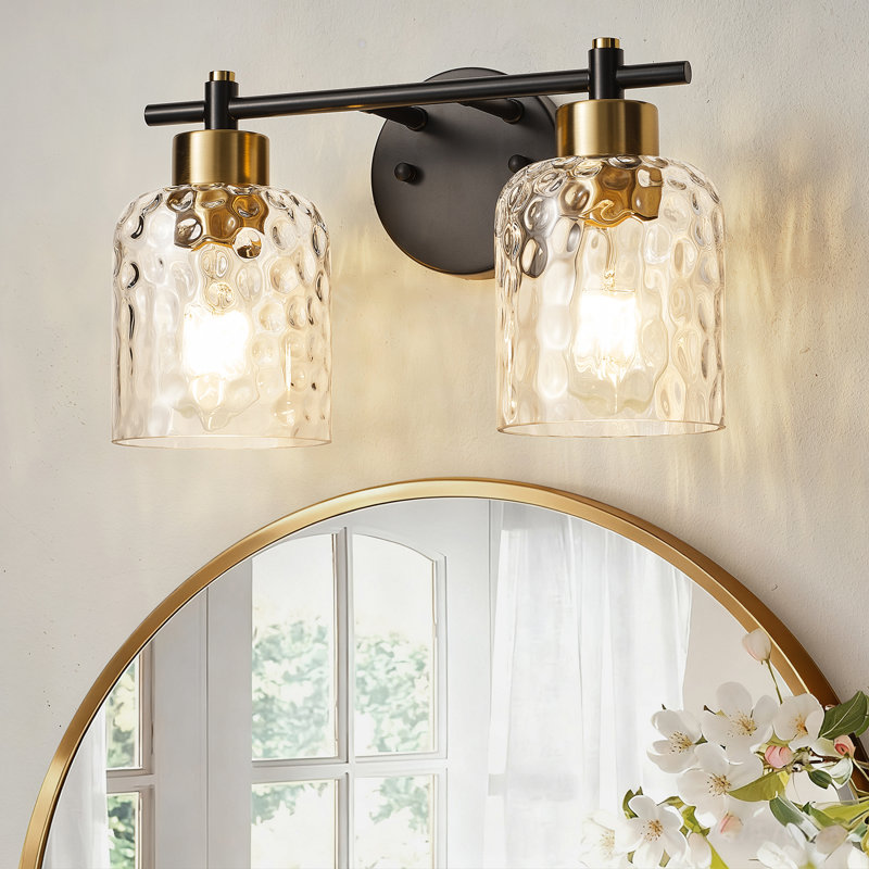 2-Light Hammered Glass Vanity Light