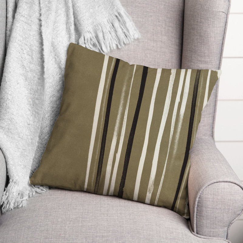  Housse de coussin d'extérieur carré à fines rayures, Blanc