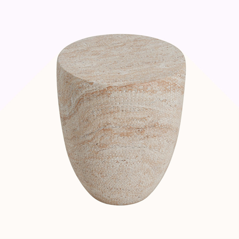 Table d'appoint d'extérieur / d'intérieur en béton léger, finition travertin