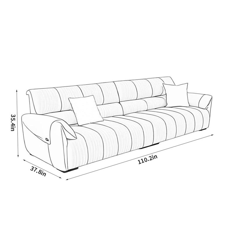 Canapé moderne simple décontracté, Blanc cassé, H 35,4 po x l 110,2 po x P 37,8 po