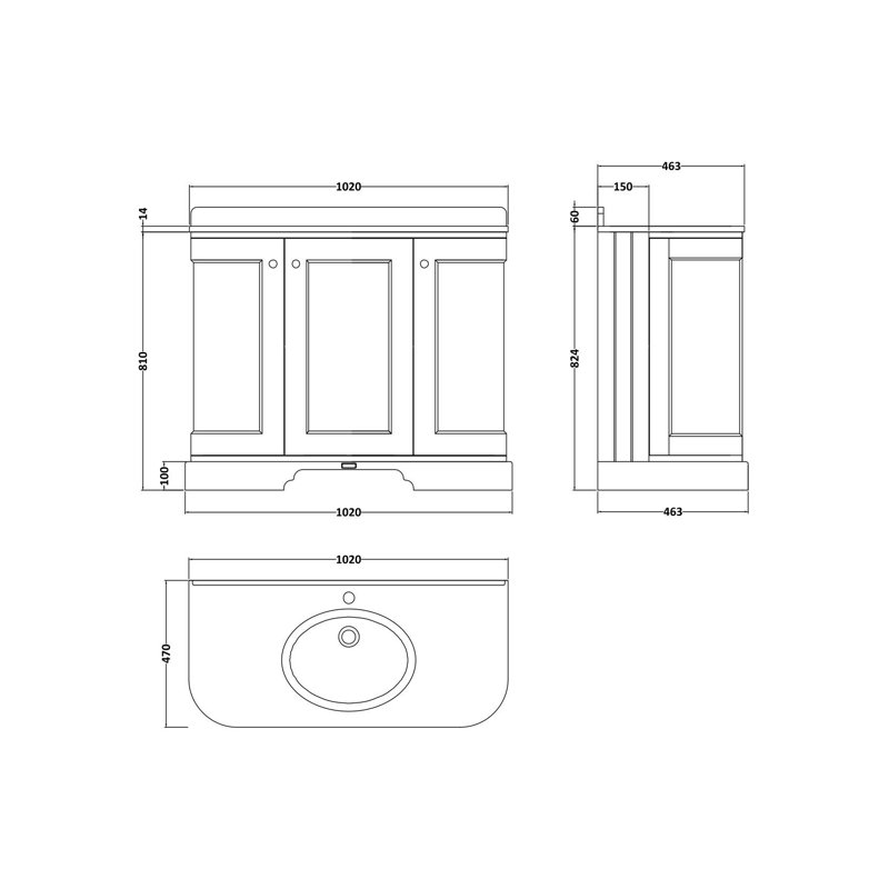 Bayswater 2040 mm Bathroom Vanity, Hunter Green, Black