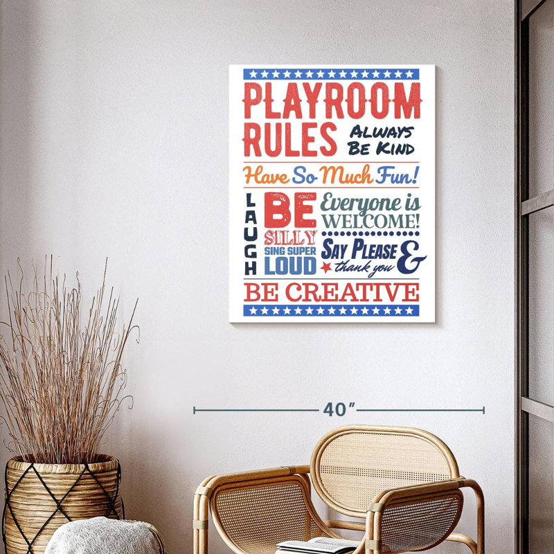 " Playroom Rules " by HomeyNotes Studio, 35" H x 28" W x 1.25" D