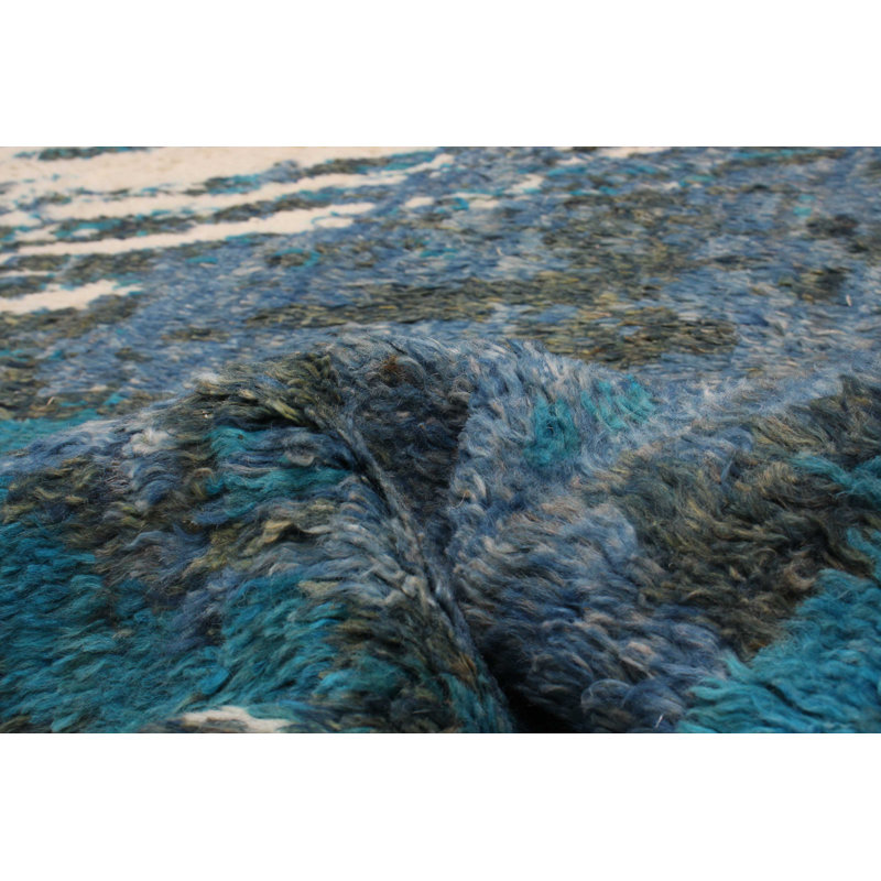 Tapis bleu marine en laine nouvel âge unique 8 pi 4 po x 10 pi Celado