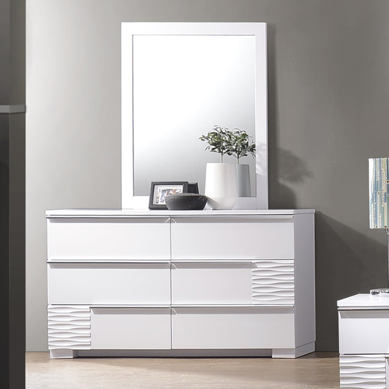 Ensemble de commode 6 tiroirs 55 "avec miroir Fenner 