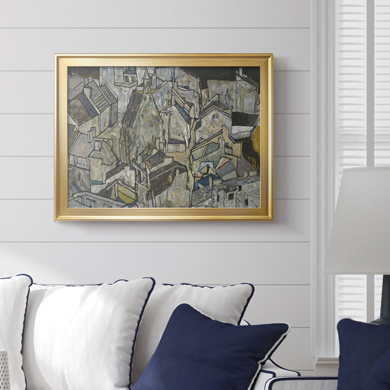 Ville morte III (fourre-tout de ville III) - Egon Schiele, 18,5 x 24,5, Toile avec cadre, Or