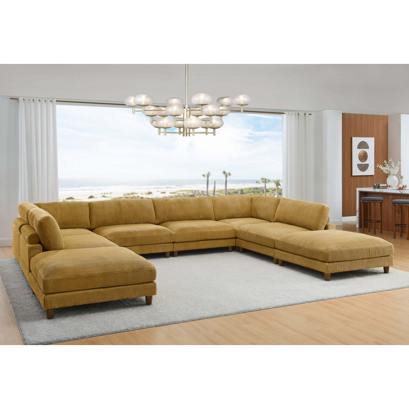 Corduroy Sectional, Yellow Corduroy
