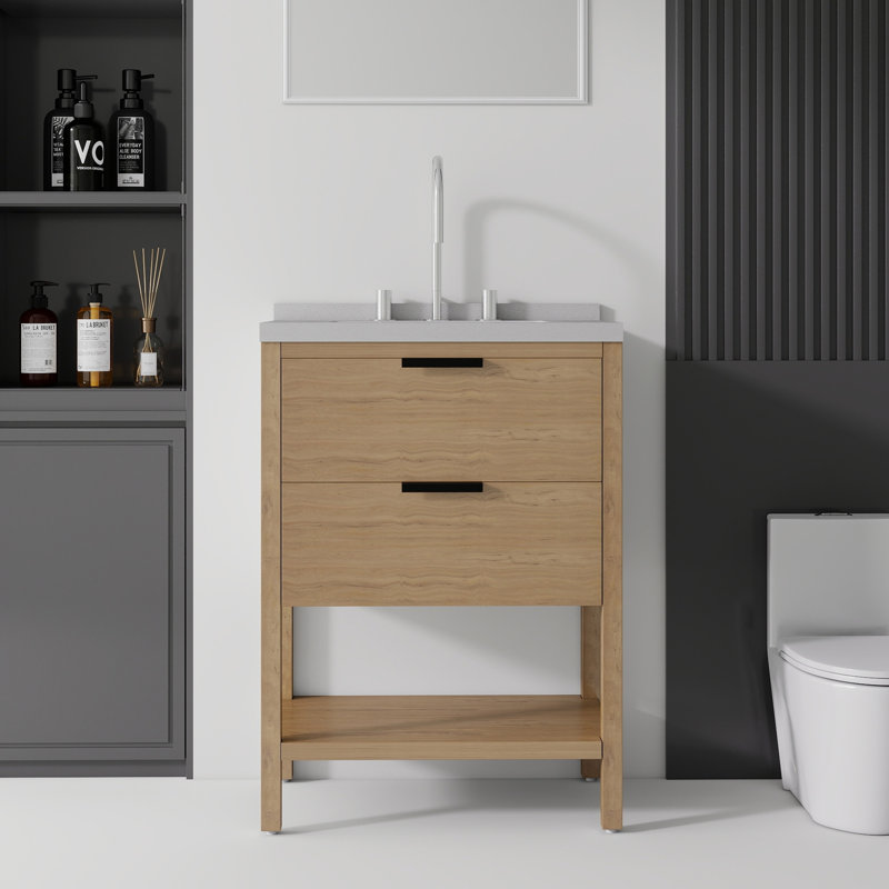 Meuble-lavabo autoportant avec lavabo, Light Oak, 24"