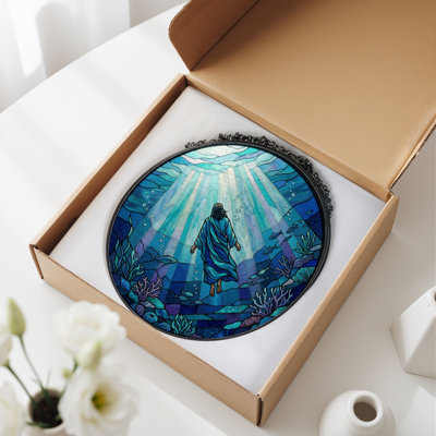 Underwater Light Stained Glass Window Panel，12"H