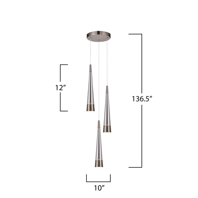 Luminaire suspendu 3 lumières Sunnyvale, Noir perle