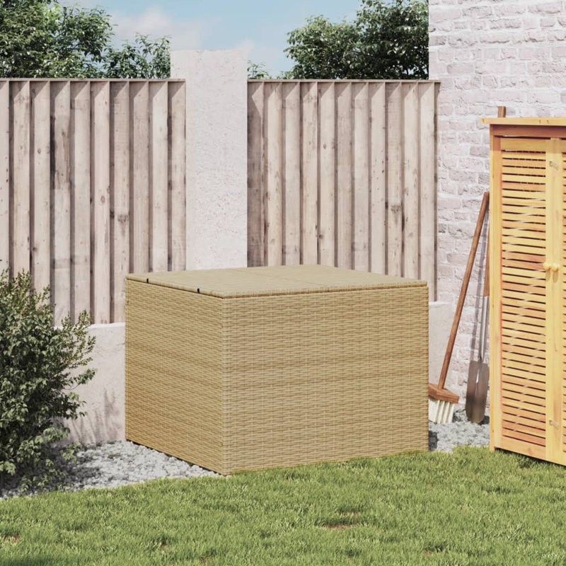 Water Resistant Poly Rattan Deck Box, Beige