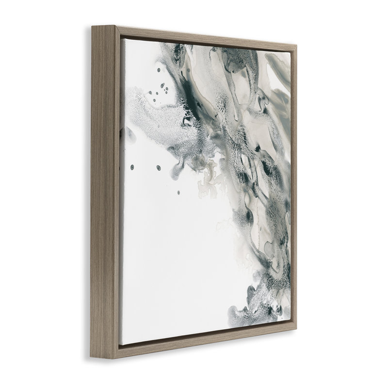 Art mural gris sur toile flottant gris par June Erica Vess, Cadre flottant orme Montalcino, H 18 po x l 18 po