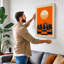 Sun and Chessmen Retro - Wrapped Canvas-1206275421-1206275394