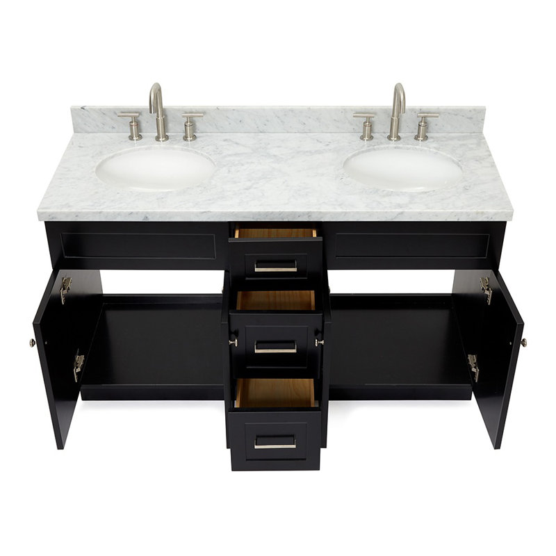 Ensemble de meuble-lavabo double 61 po Abell, Noir, noir, noir, noir
