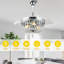 42" Crystal Ceiling Fan With Lights And Remote Control, 6-Speed Reversible DC Motor, Adjustable Height For Living Room, Bedroom
