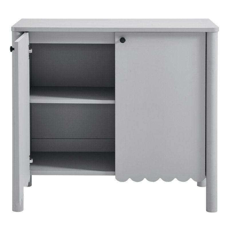Emmeline 35" 2-Door Scalloped Sideboard Cabinet, Light Gray