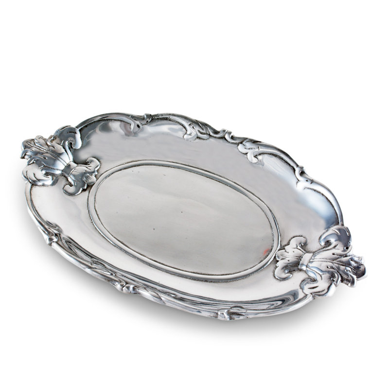 Elegant Aluminum Fleur-De-Lis Oval Serving Tray