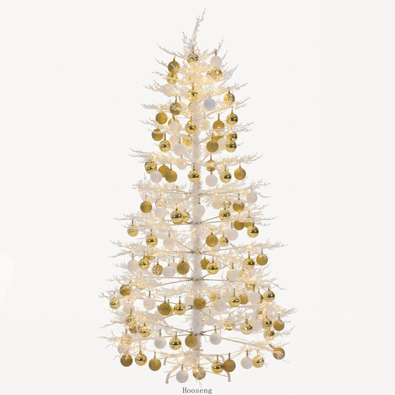 Sapin de Noël artificiel illuminé 6 pi, sapin de Noël articulé avec 600 lumières DEL blanc chaud et 150 boules décoratives, 253 pointes en PE arbre de Noël blanc pour la décoration intérieure