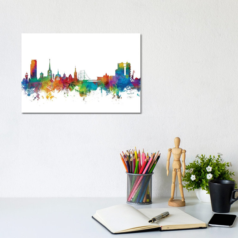 Halmstad, Sweden Skyline by Michael Tompsett - Wrapped Canvas Gallery-Wrapped Canvas Giclée, 20.32 cm H x 30.48 cm W