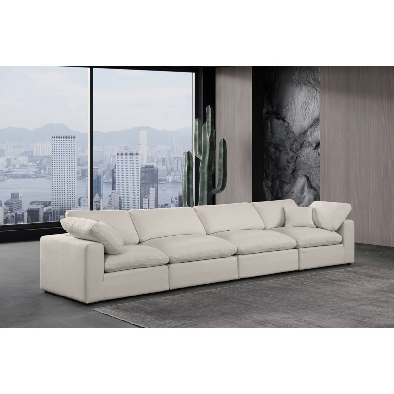Hollynd 158" Linen Modular Sofa, Beige Linen Textured Fabric