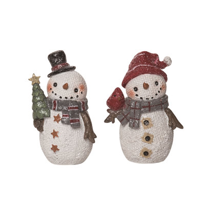  Ensemble de 2 figurines de Noël en résine Melty Snowman