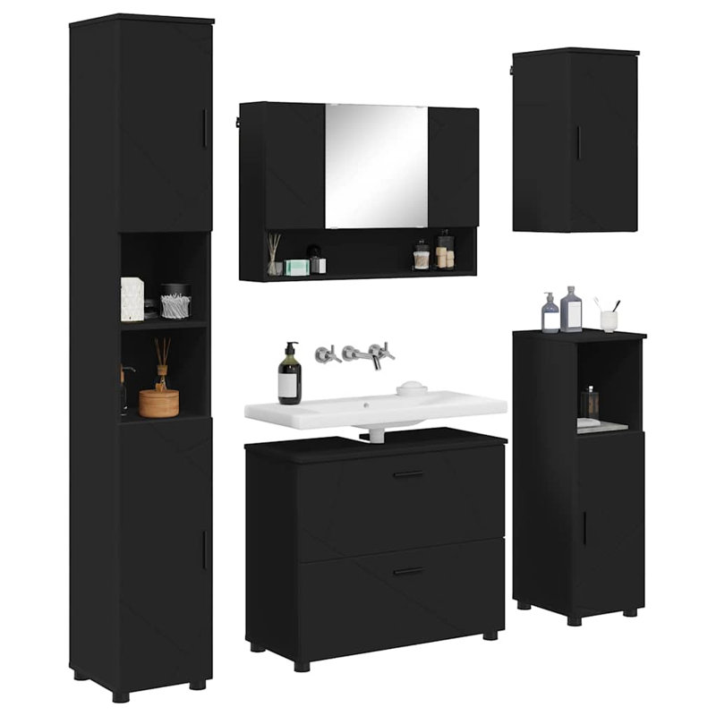 Bathroom Storage Furniture Set, Black