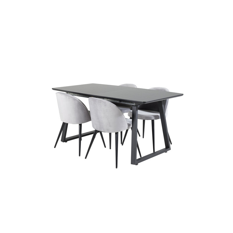 Chatman 4 - Person Dining Set, Grey, Black, Grey