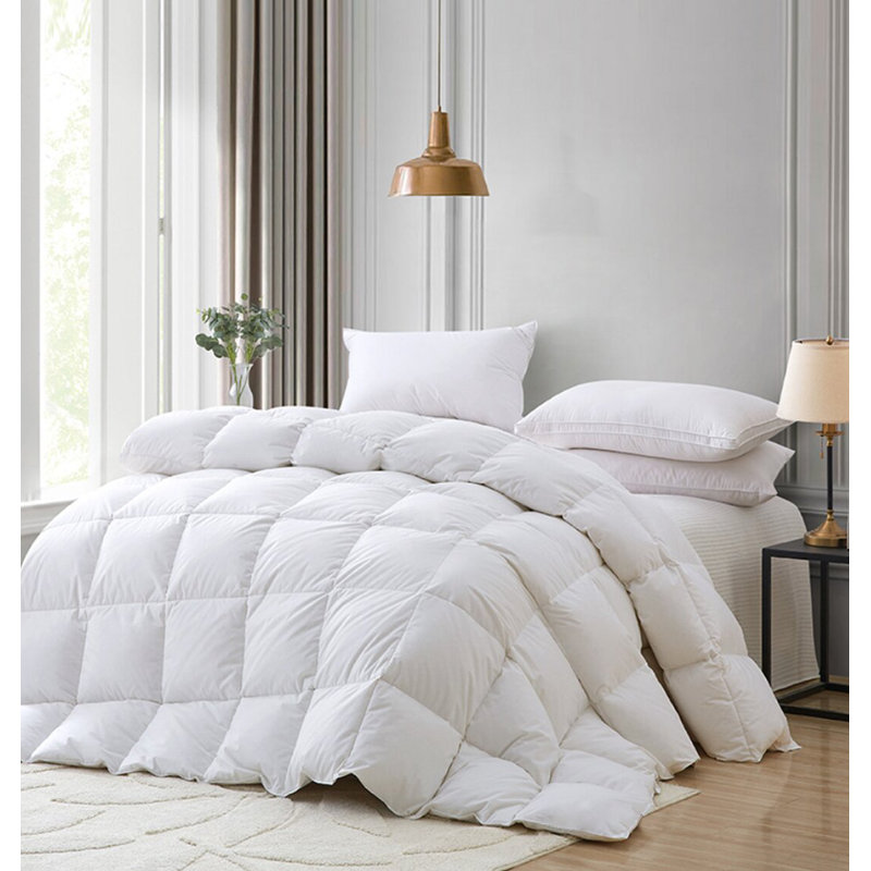 All Season 100% Cotton Comforter Down and Feathers Duvet Insert, California King Down Comforter