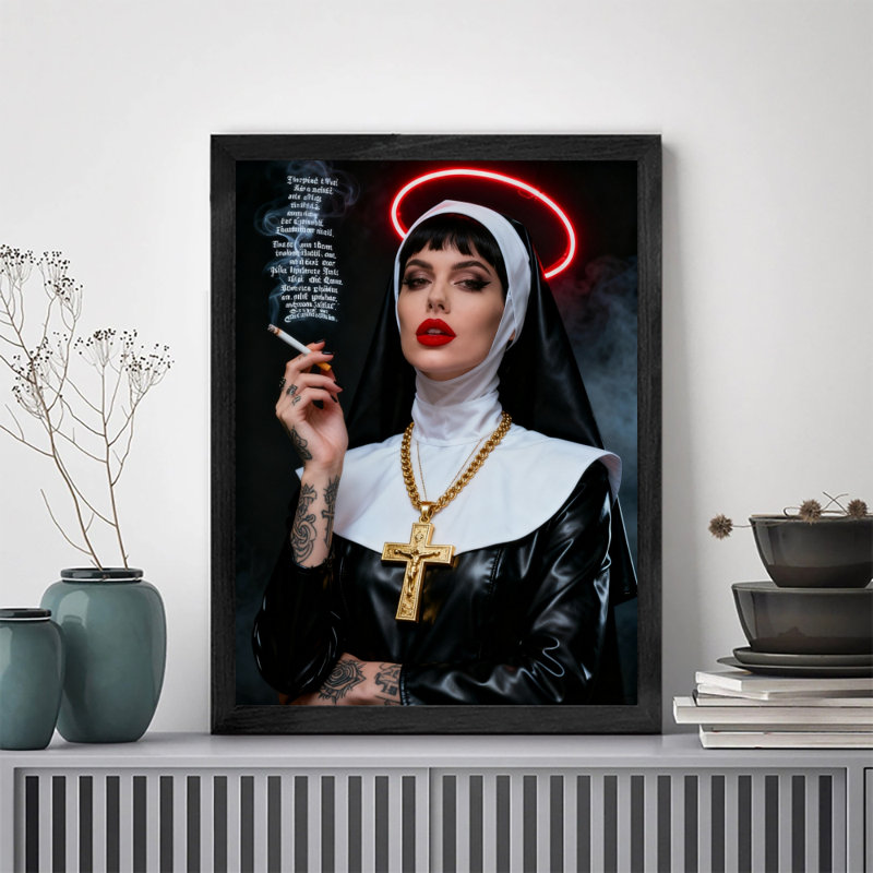 Reproduction d'art encadré noir rétro, H 11 po x l 9 po