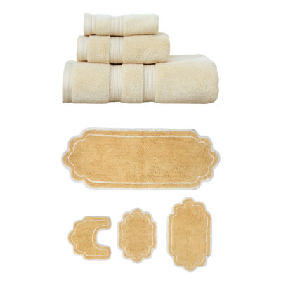 Ensemble de serviettes 3 pièces et de tapis de bain 4 pièces Talbert Collection, 100% coton doux, chocolat