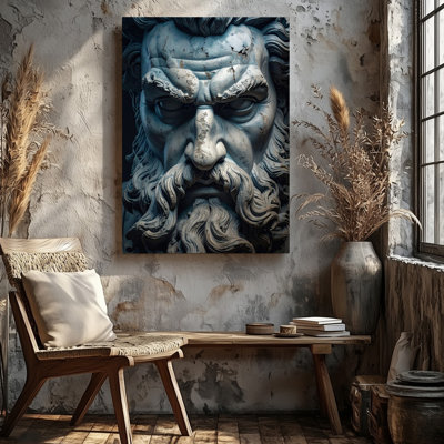 Canvas Wall Art Stone Zeus Bust Canvashyper Realistic Close Up With Weathered Features Ready To Hang Gallery Wrapped Home Decor Decor