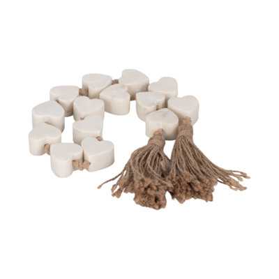 Sagebrook Home 38" Marble Hearts Garland, White