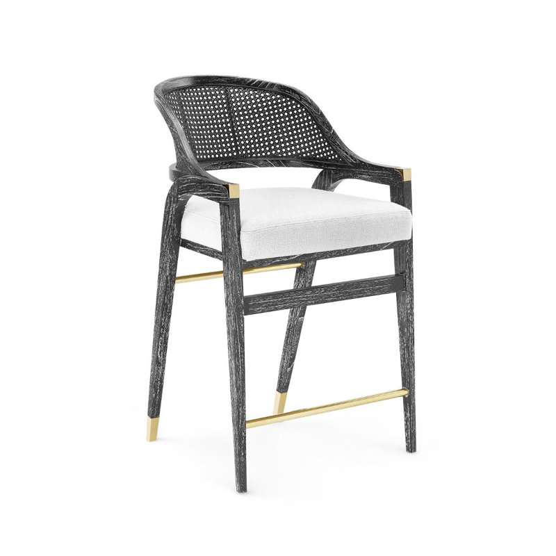 Edward Upholstered Stool, Black