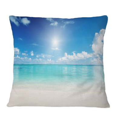 Sand And Blue Caribbean Sea - Nautical & Coastal Printed Throw Pillow