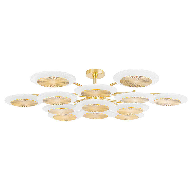 Topaz 13 Light Semi Flush, Vintage Polished Brass, White/Polished Brass