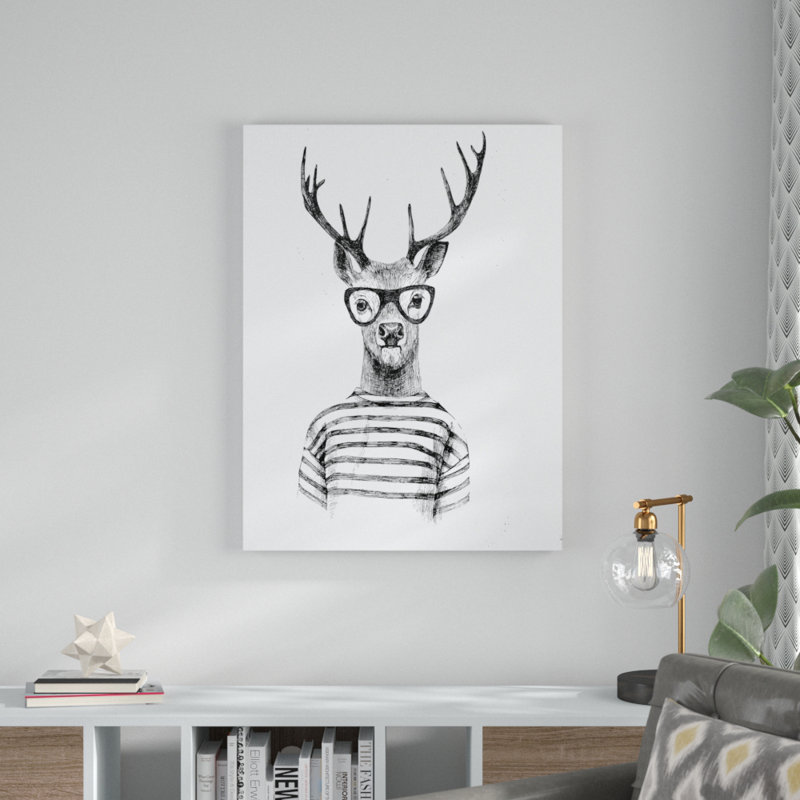 Dressed Up Deer - reproduction sur toile tendue, H 40 po x l 30 po x P 1,5 po