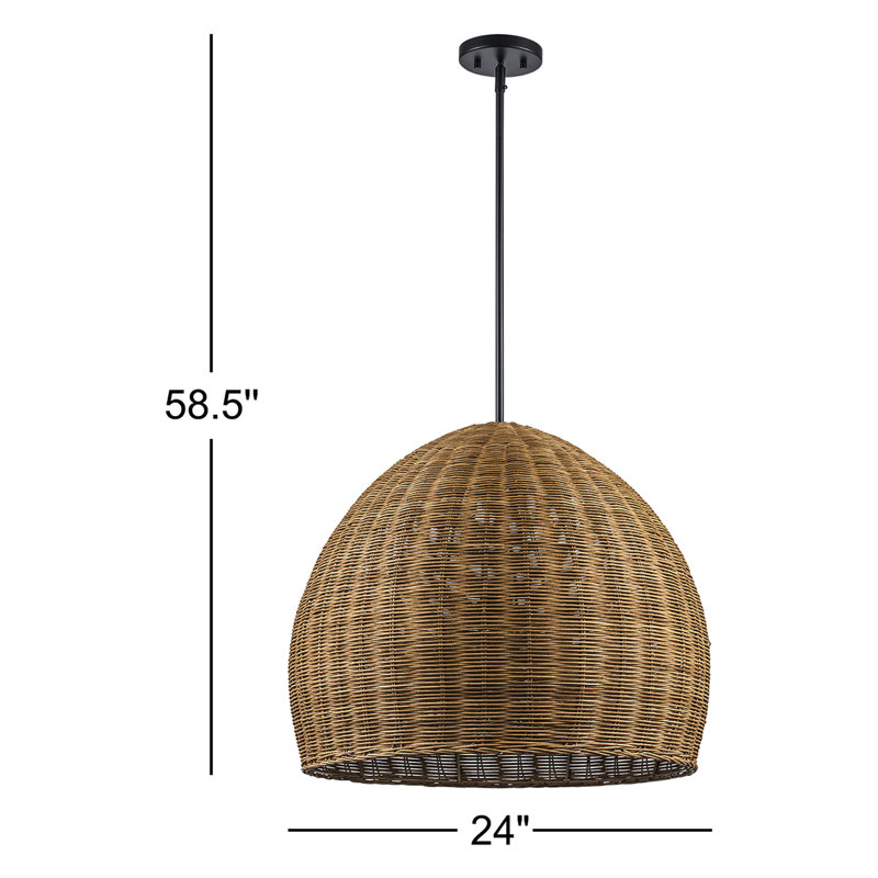 Luminaire suspendu tissé 1 lumière Pippa, H 58,5 po x l 24 po x P 24 po