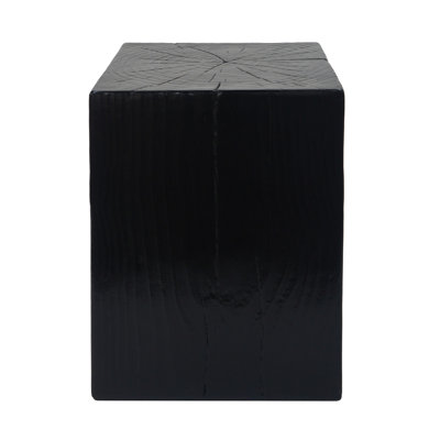 Modern Black Square - Column Side Table With Retro Natural Elegance, For Indoor Use, 14.5" L X W, Varying Heights Organization Charm, And Outdoor, Decor
