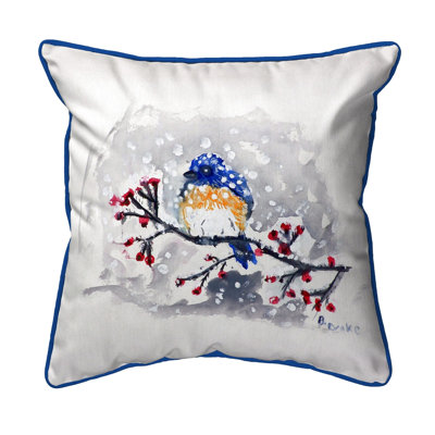 Bird and Snow Outdoor Square Pillow Cover & Insert