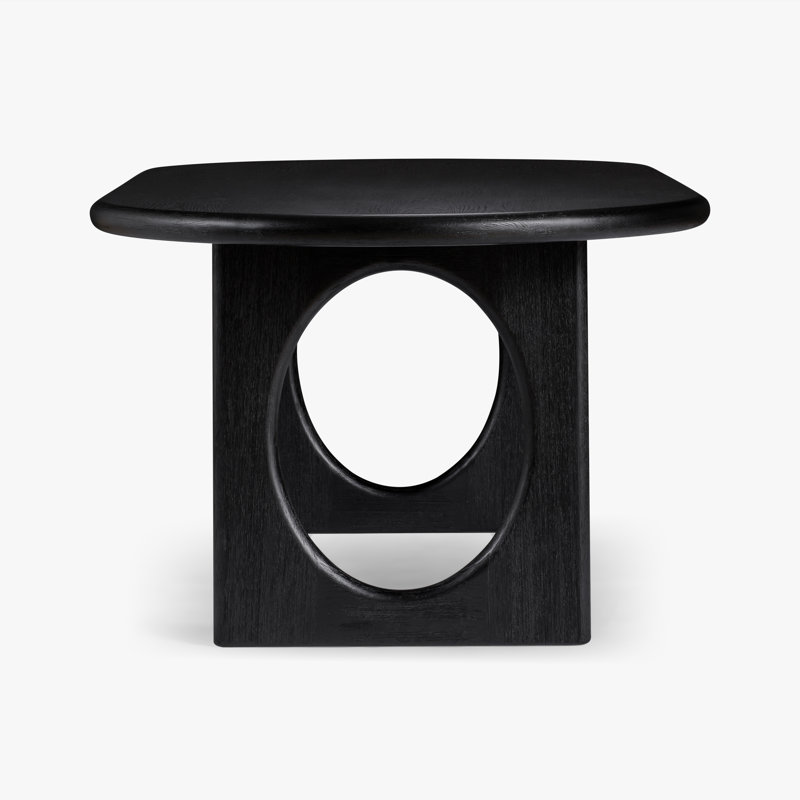 Eva Wood Oval Shaped Dining Table Oak Finish with Unique Pedestal Style Legs for Dining Area or Modern Interiors, Black
