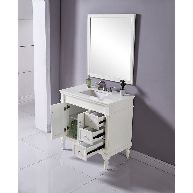 Ensemble de meuble-lavabo simple 36 po Lexington, Blanc antique, Blanc Ivoire