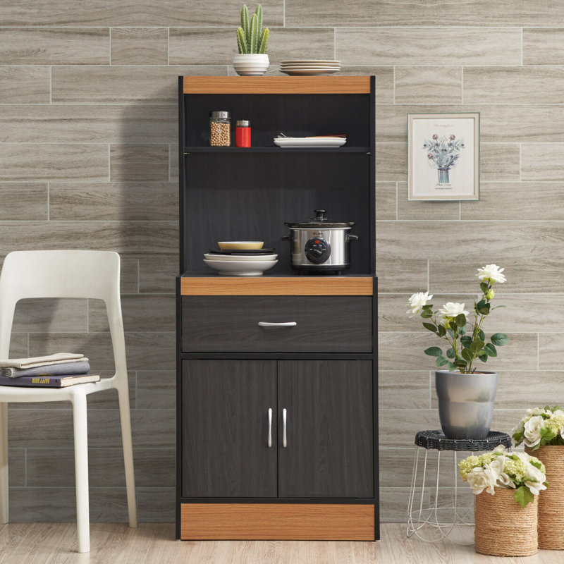 54" Kitchen Pantry, Black/Beech
