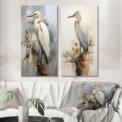 Majestic Blue Heron Horizon - Heron Canvas Art Print Set Of 2